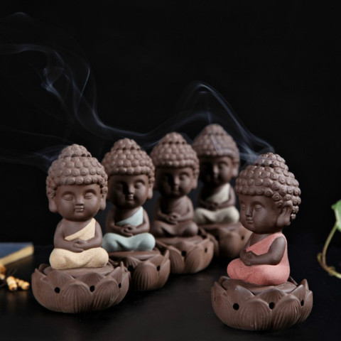 Statue de bouddha en céramique, brûleur d'encens, poêle, bois de santal, décor de maison, bobine d'ornements de bouddha, sculptures modernes bouddhistes bunner COLIFE ► Photo 1/5