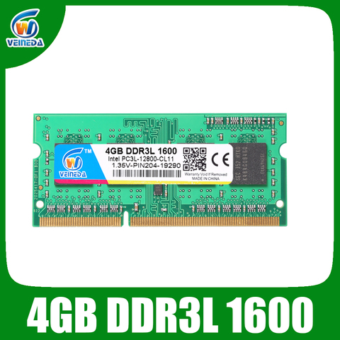 Mémoire Ram VEINEDA Sodimm DDR3L 2GB ddr 3 1600Mhz pour mémoire ddr3-1333 Intel AMD pour ordinateur portable ► Photo 1/5