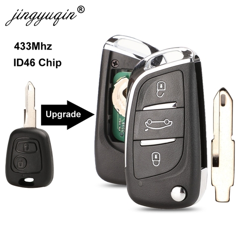 Jingyuqin DS Style mofifié clé de contrôle pour Peugeot 206 207 206CC pour Citroen C2 2 boutons Fob clé à distance 434MHZ avec puce ► Photo 1/3