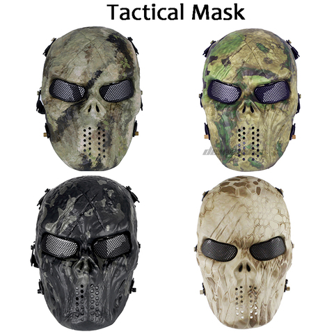 Masque de Paintball tactique Camouflage chasse tir Airsoft respirant Cosplay masques de crâne Camouflage Combat extérieur Cs Wargame masques ► Photo 1/6