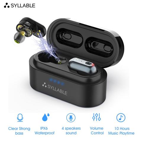 SYLLABLE – écouteurs Bluetooth TWS, puce QCC3020, oreillettes sans fil, stéréo, 10 heures, casque avec basses fortes, 500mah, S101 ► Photo 1/6