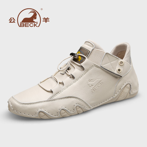 Beck 2022 populaire de luxe hommes sneaker en cuir véritable chaussures de sport peau de vache mocassin chaussures décontractées hommes à lacets chaussures plates chaussures de conduite ► Photo 1/6