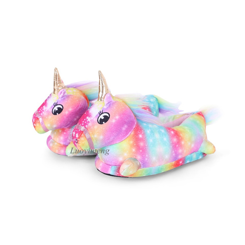 Kigurumi – pantoufles Licorne pour enfants, chaussures d'hiver pour garçons et filles, pantoufles de dessin animé, griffe d'animal, chaussures de loisirs blanches ► Photo 1/6