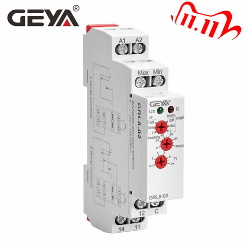 GEYA – relais de contrôle de niveau d'eau 10A, contrôleur de prix, pompe de contrôle haut ou bas, AC/DC24-240V GRL8 ► Photo 1/6