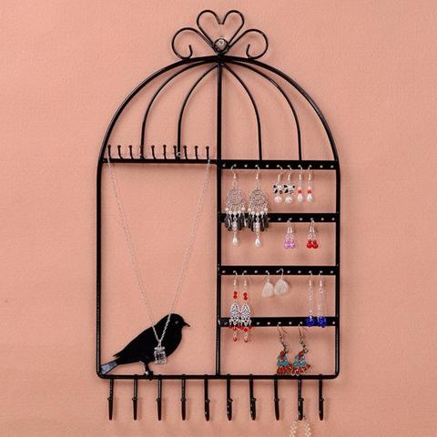 Porte-Bijoux en forme de cage à oiseaux, 20 crochets, porte-boucles d'oreilles, colliers, organisateur de bracelets, présentoirs ► Photo 1/6