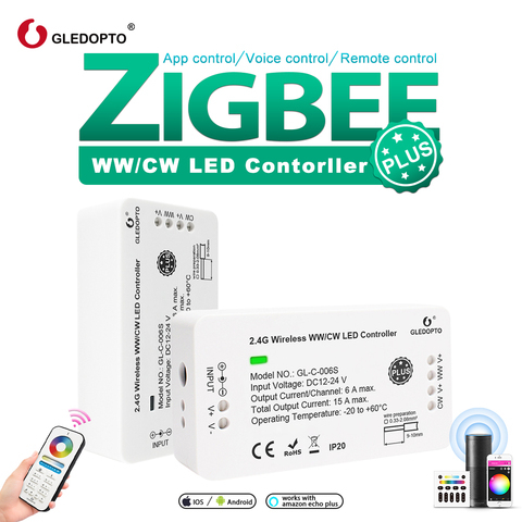 Contrôleur de bande Intelligent Zigbee led WW/CW G LED opto, avec température couleur et luminosité réglable, fonctionne avec hub Zigbee, à distance ► Photo 1/6