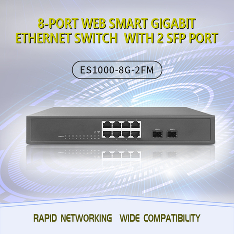 Commutateur géré, 8 ports 10/100/1000 mb/s, avec 2 fentes Gigabit SFP, IGMP VLAN ► Photo 1/4