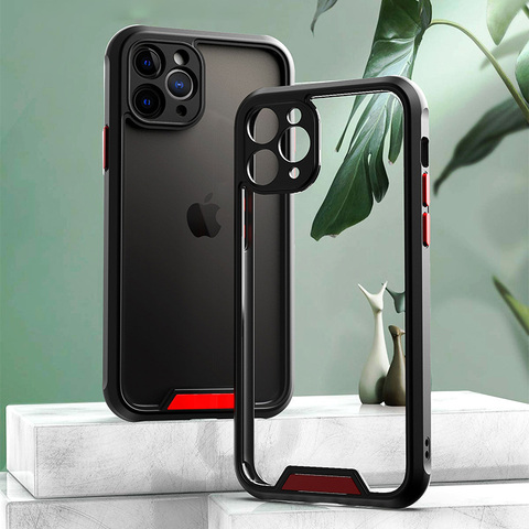 Antichoc Bumper Armure Pour iPhone 11 12 11Pro Max XR XS Max X XS 7 8 Plus 12Pro SE 2022 Caméra Protection Couverture Arrière ► Photo 1/6