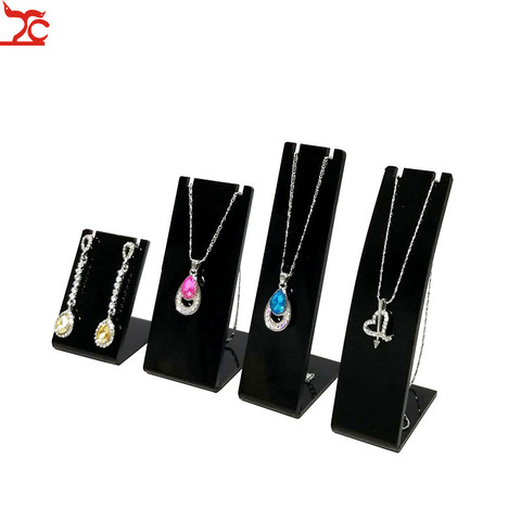 Présentoir à bijoux en acrylique, présentoir pour colliers, boucles d'oreilles, pendentif, clou, étagère d'exposition pour bijoux, blanc, noir, clair, support en forme de L ► Photo 1/6