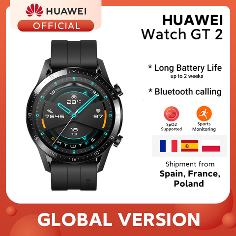 En stock Version mondiale HUAWEI montre GT 2 GT2 montre intelligente oxygène du sang SmartWatch 14 jours appel téléphonique traqueur de fréquence cardiaque GT 2 ► Photo 1/6