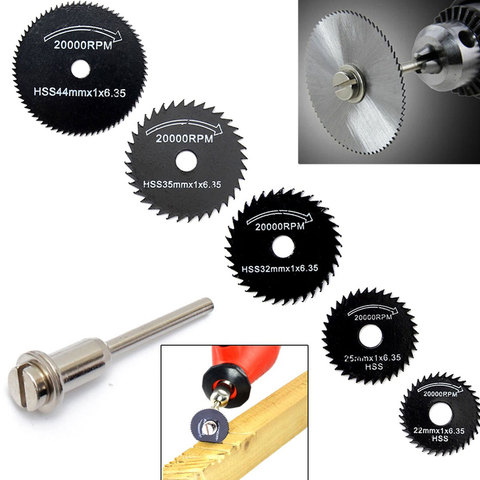 Lame de scie circulaire HSS, acier rapide, Mini perceuse, outil rotatif, disque de coupe pour métal et bois, Kit d'outils électriques 5 pièces ► Photo 1/6