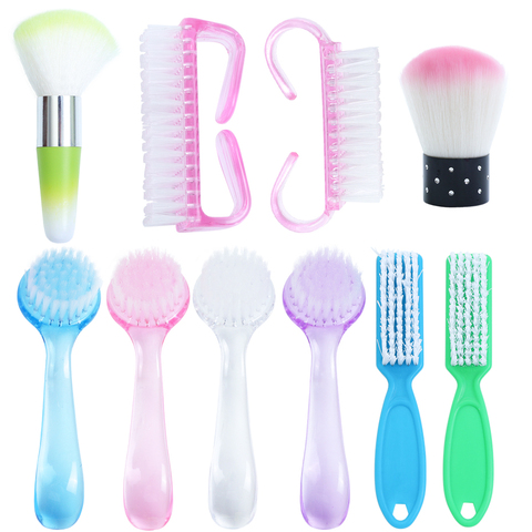 Brosse à ongles en plastique, 6 Types, 1 pièce, pour le nettoyage de la manucure, douce, élimine la poussière, accessoires professionnels de soins des ongles GL095 ► Photo 1/6