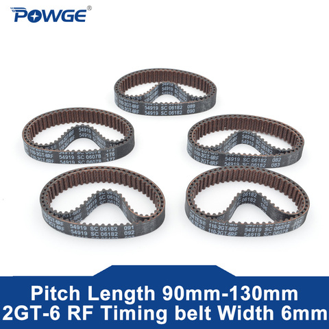 POWGE 2M 2MGT 2GT RF synchronisation synchrone ceinture portes longueur de pas 92/110/122/126/130mm largeur 6mm dents 46 55 61 63 65 boucle fermée ► Photo 1/6