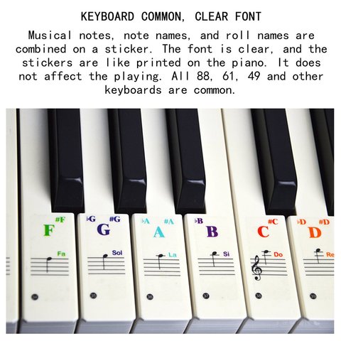 Autocollant pour clavier de Piano coloré, revêtement amovible pour 88 touches ► Photo 1/6