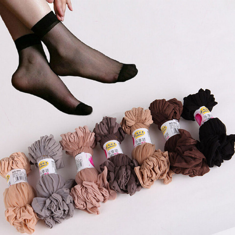 Chaussettes de haute qualité pour femmes, chaussettes d'été en soie fine et transparente, 10 paires = 20 pièces, collection offre spéciale ► Photo 1/6