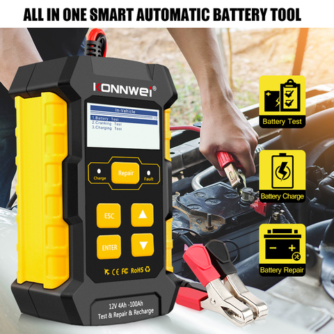 KONNWEI KW510 12V chargeur de batterie de voiture testeur de batterie analyse de données chargeurs outils de réparation pour système de démarrage/charge automatique ► Photo 1/6