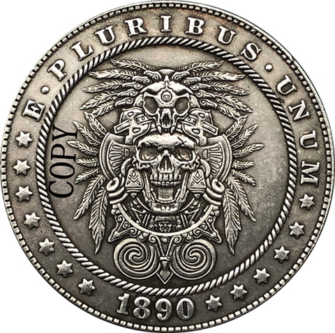 Copie de pièce de monnaie Hobo Nickel 1890-CC Morgan Dollar USA Type 188 ► Photo 1/2