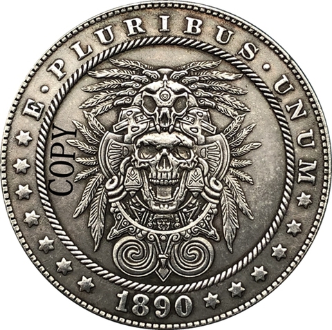 Copie de pièce de monnaie Hobo Nickel 1890-CC Morgan Dollar USA Type 188 ► Photo 1/2