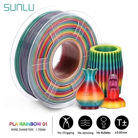 SUNLU PLA-Filament pour imprimante 3D, Filament pour imprimante 3D, impression couleur arc-en-ciel, 1.75mm, 1kg, 1.75mm, 1kg ► Photo 1/6