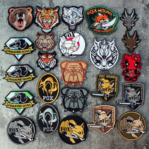 Série animale Patch militaire serrant ours loup renard bouledogue chien singe lapin guerrier armes à feu Badge bricolage accessoires cadeau ► Photo 1/6