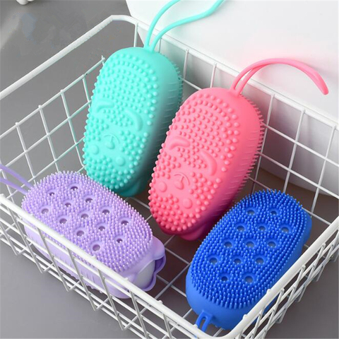 Éponge exfoliante en Silicone pour le corps, brosse de bain à bulle douce, éponge pour massage, nettoyant la peau, accessoires de salle de bain ► Photo 1/6