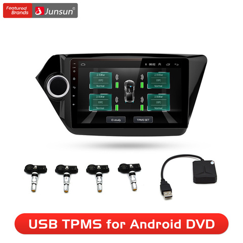 Junsun – système d'alarme de surveillance de la pression des pneus, TPMS avec 4 capteurs internes, lecteur DVD de Navigation, pour voiture, Android, Junsun ► Photo 1/2