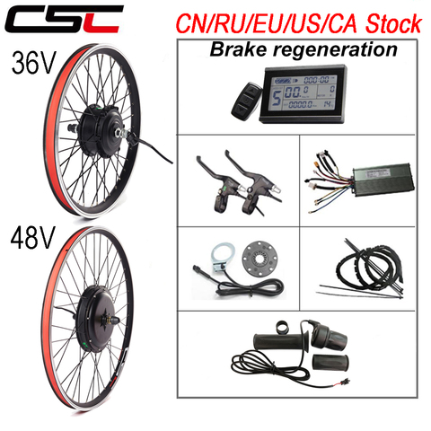 Kit de Conversion de vélo électrique 36V 250W 350W 500W 48V 1000W 1500W 20-29 pouces 700C EBike Brushless Hub moto roue arrière ► Photo 1/6