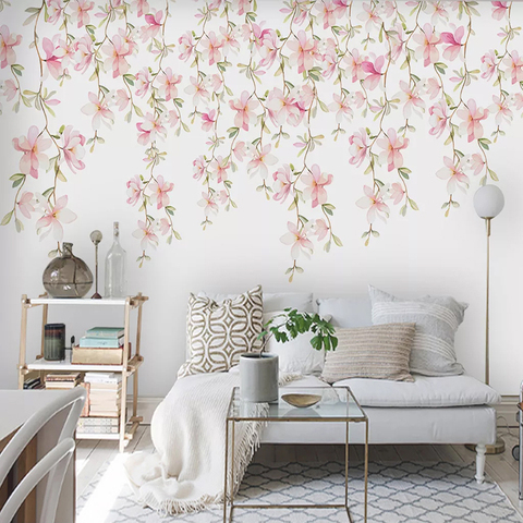 Papier peint Mural 3D moderne peint à la main | Papier peint personnalisé avec fleurs florales, décoration murale pour salon chambre à coucher, papier peint imperméable ► Photo 1/6