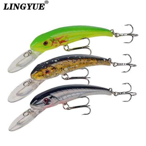 LINGYUE – leurre méné flottant rigide à longue lèvre, appât artificiel de type wobbler idéal pour la pêche à la traîne, au bar ou à la carpe, 90mm, 6g ► Photo 1/6