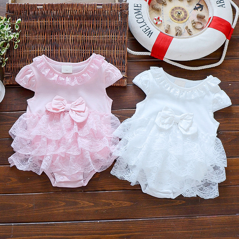 Nouveau-né bébé été body infantile filles princesse robe bébé baptême robe de baptême fête de mariage 0-3 3-6 6-9 mois body ► Photo 1/6