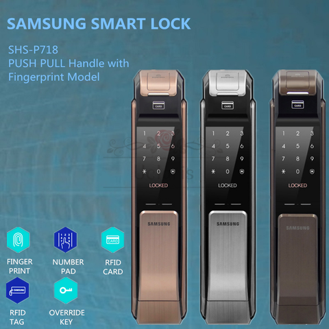 Samsung SHS-P718 – poignée à pression, serrure numérique intelligente à empreintes digitales, vérification de carte Rfid ► Photo 1/6