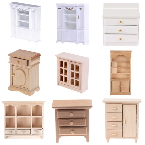 1PC Miniature placard suspendu TV livre gâteau Table de chevet armoire étagère placard modèle maison de poupée meubles décor bricolage jouets ► Photo 1/6