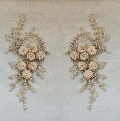 Collier à lacets en 3D fleuri | De haute qualité, tissu en dentelle, broderie de matériaux artisanaux, Application, robe aiguille, accessoire une paire de soldes ► Photo 1/4