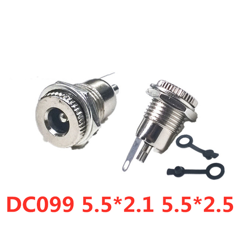 5pce/LOT, prise électrique cc DC099, 5.5x2.1mm, connecteur de montage sur panneau pour femme, métal DC-099, trou ouvert, 11MM, 5.5x2.1, 5.5x2.5mm ► Photo 1/6