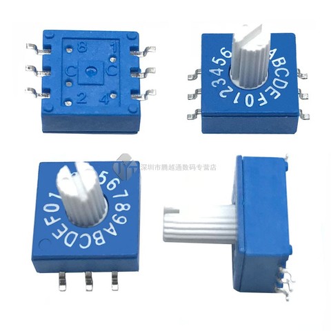 Encodeur rotatif, commutateur de PCB, avec poignée, 10 bit 16 bits, 8421C, code positif 3: 3, SMD 0-F ► Photo 1/1