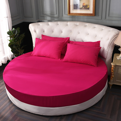 Dessus de lit rond 100% coton pour matelas, drap de lit rond antidérapant, couleur unie, romantique ► Photo 1/5