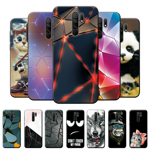 Redmi 9 étui pour Xiomi Redmi 9 housse pour Xiaomi Redmi 9 couverture arrière sur Silicone souple Cool loup mignon pare-chocs de protection 6.5