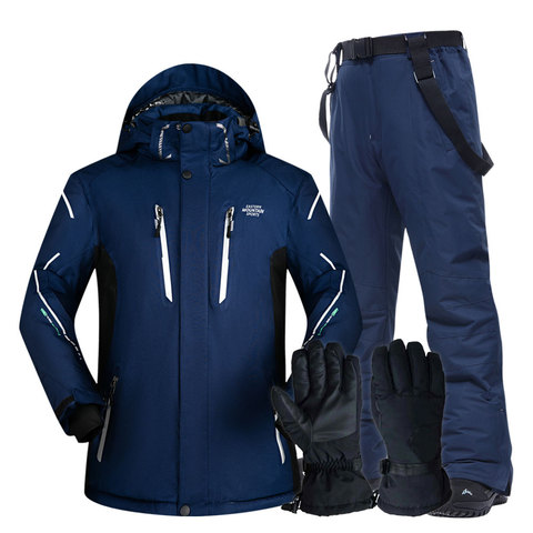 Combinaison de Ski hommes Super chaud épaissir imperméable coupe-vent hiver neige costumes Ski et snowboard vestes + pantalons grande taille marques ► Photo 1/6