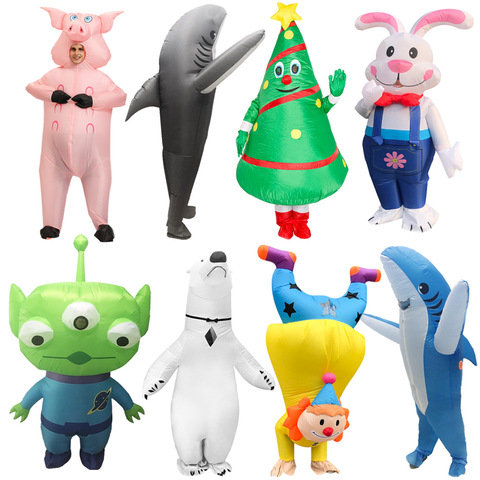 Costumes d'halloween pour adultes, requin, Alien lapin, Costume gonflable, Costume de fête de carnaval, robe de jeu avec arbre de noël ► Photo 1/6