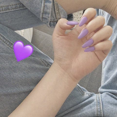 Nouvelle couverture complète longue aiguille ongles conseils mode Style japonais mat faux ongles violet clair couleur unie faux ongles avec colle 24 ► Photo 1/5