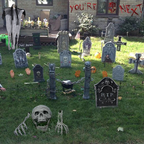 Décoration de jardin d'halloween, patte de crâne, pierre tombale avec lettres déchirées, fournitures pour fête d'halloween ► Photo 1/6