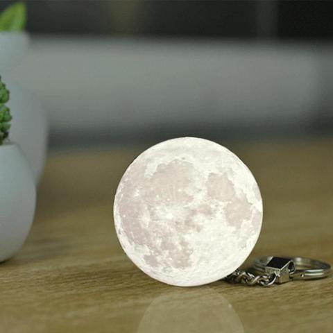 Portable Mini 3D impression lune lumière créative lune nuit lampe sac clé pendentif décoration de la maison planète veilleuse porte-clés ► Photo 1/6