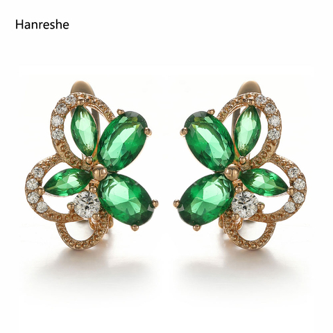 Hanreshe – boucles d'oreilles en cristal pour femmes, bijoux Punk en Zircon naturel de qualité bleue et verte, en cuivre, cadeau ► Photo 1/5