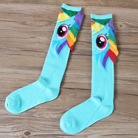 Anime mon petit cheval chaussettes arc-en-ciel Dash femmes dessin animé coton chaussette bleu drôle nouveauté confortable mode cape chaussettes Calcetines ► Photo 1/6