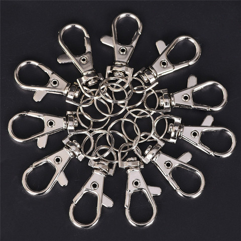 10 pièces/lot classique porte-clés anneau en métal pivotant homard fermoir Clips clé crochets porte-clés fendu anneau bricolage sac bijoux ► Photo 1/6