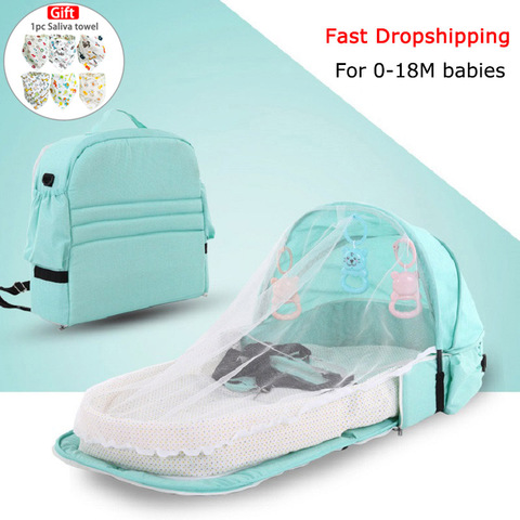 Lit bébé lit pliant Portable lit bébé nid lit pour voyage sac de lit pliable avec moustiquaire panier de couchage infantile avec jouets ► Photo 1/6