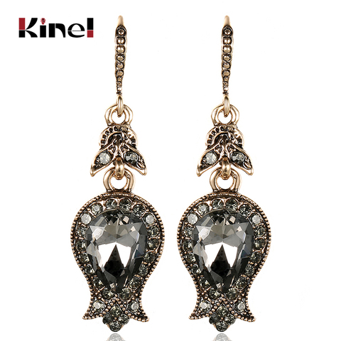 Kinel-boucles d'oreilles de mariée en gros cristal gris pour femmes, antiques, boucles d'oreilles de luxe, gouttes de plage en or, bijoux Vintage, livraison directe ► Photo 1/6