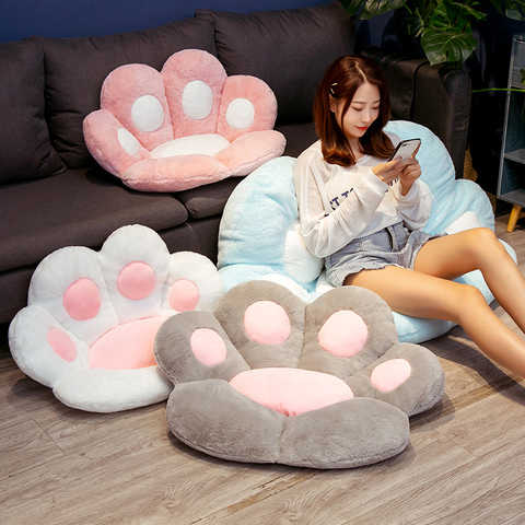 Kawaii patte oreiller Animal siège coussin en peluche chat patte main plus chaud en peluche canapé intérieur plancher maison chaise décor hiver enfants cadeau ► Photo 1/1