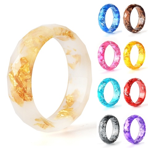 Anneaux en résine époxy en papier d'aluminium, 10 couleurs, pour femmes, bague en fleur séchée à la main, cadeau d'amitié, fait à la main ► Photo 1/6