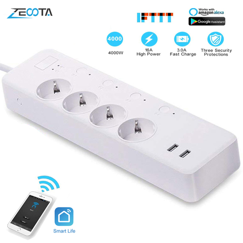 WiFi multiprise intelligente, Intelligent Plug, programmateur sans fil, télécommande par Smartphone pour Android/iOS/Google Maison/Amazon Alexa ► Photo 1/6